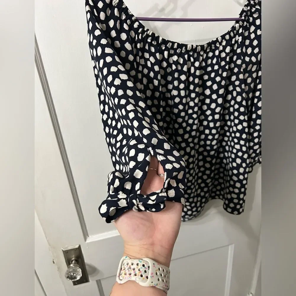 J. Crew Black and White Patterned Women's Top